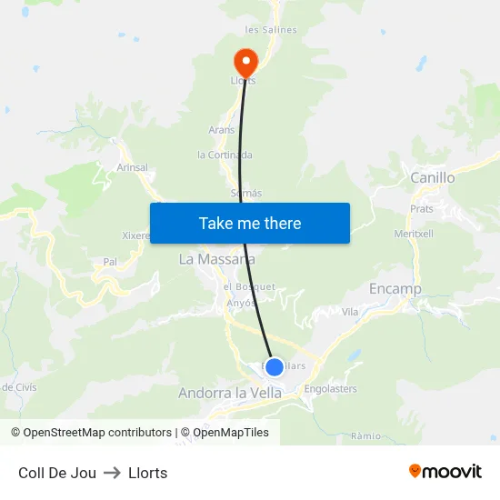 Coll De Jou to Llorts map