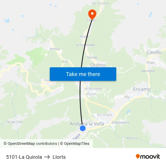 5101-La Quirola to Llorts map