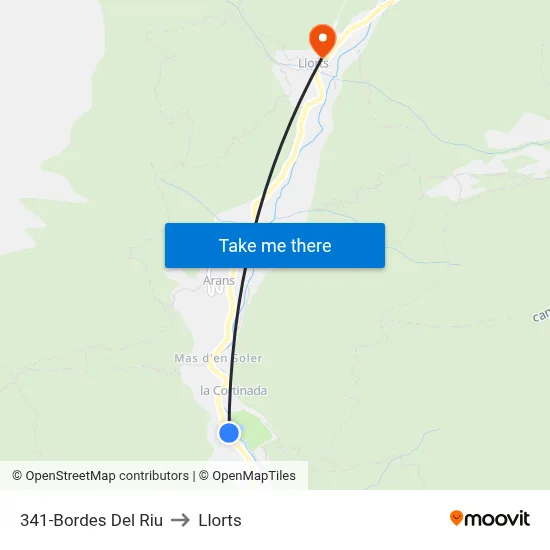 341-Bordes Del Riu to Llorts map