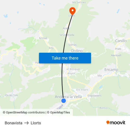 Bonavista to Llorts map