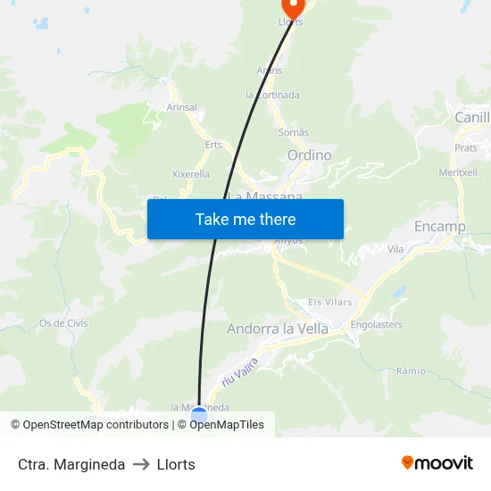 Ctra. Margineda to Llorts map