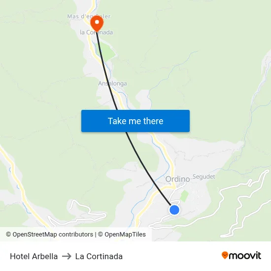 Hotel Arbella to La Cortinada map