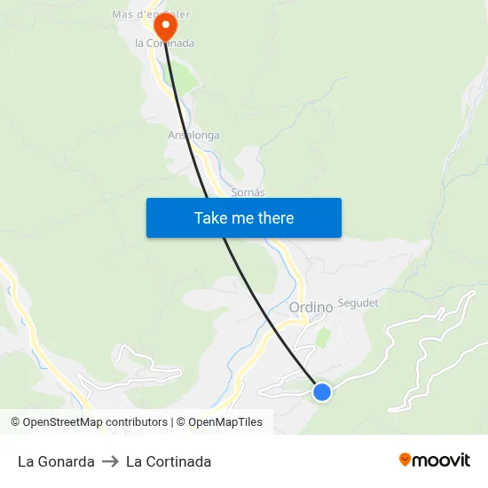 La Gonarda to La Cortinada map