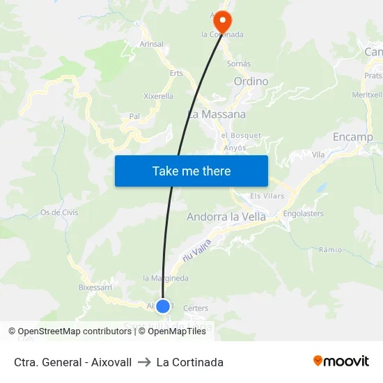 Ctra. General - Aixovall to La Cortinada map