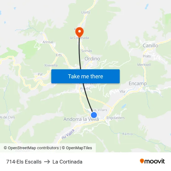 714-Els Escalls to La Cortinada map
