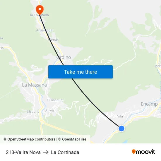 213-Valira Nova to La Cortinada map