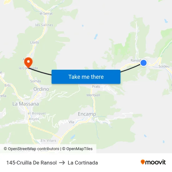 145-Cruïlla De Ransol to La Cortinada map