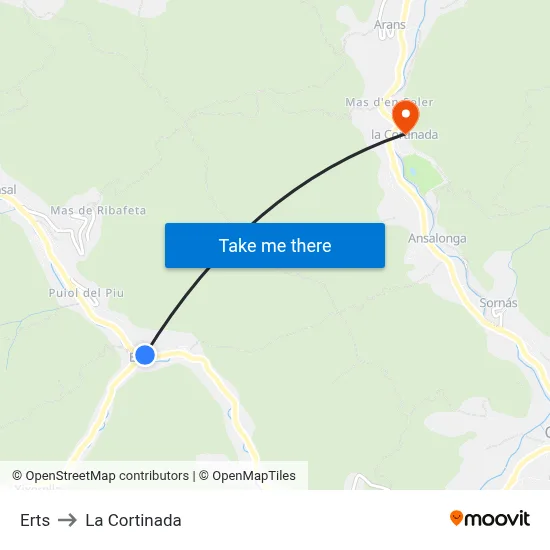 Erts to La Cortinada map