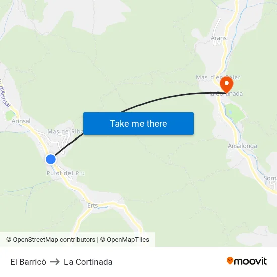 El Barricó to La Cortinada map