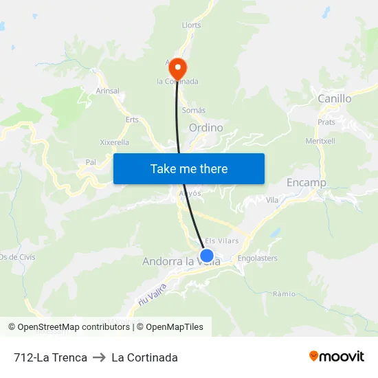 712-La Trenca to La Cortinada map