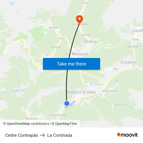 Cedre Contrapàs to La Cortinada map
