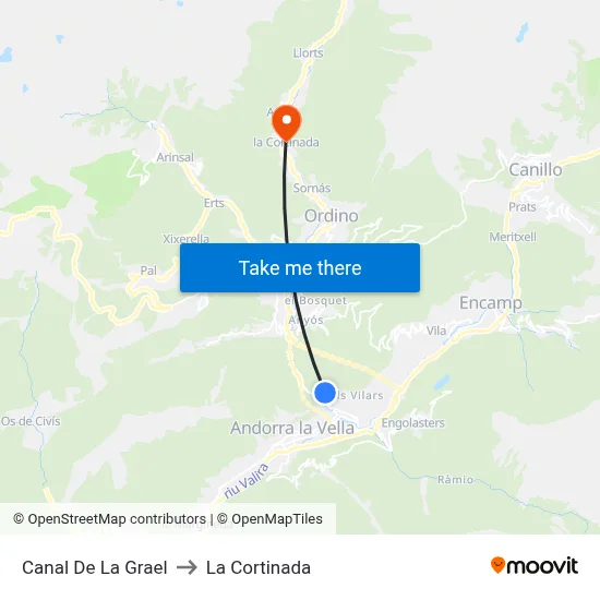 Canal De La Grael to La Cortinada map