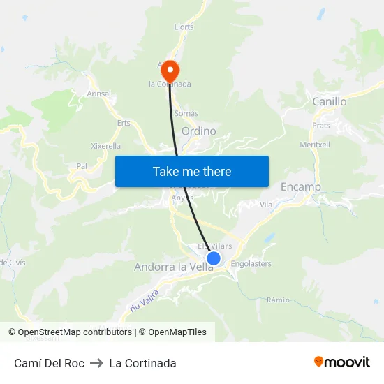 Camí Del Roc to La Cortinada map