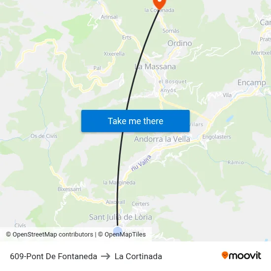 609-Pont De Fontaneda to La Cortinada map