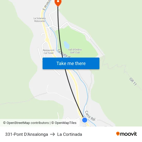 331-Pont D'Ansalonga to La Cortinada map