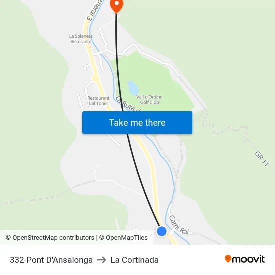 332-Pont D'Ansalonga to La Cortinada map