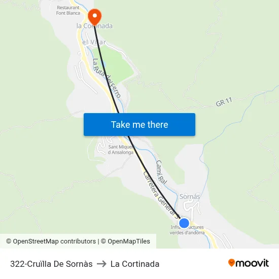 322-Cruïlla De Sornàs to La Cortinada map