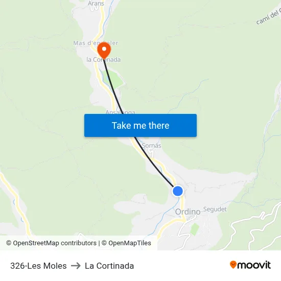 326-Les Moles to La Cortinada map