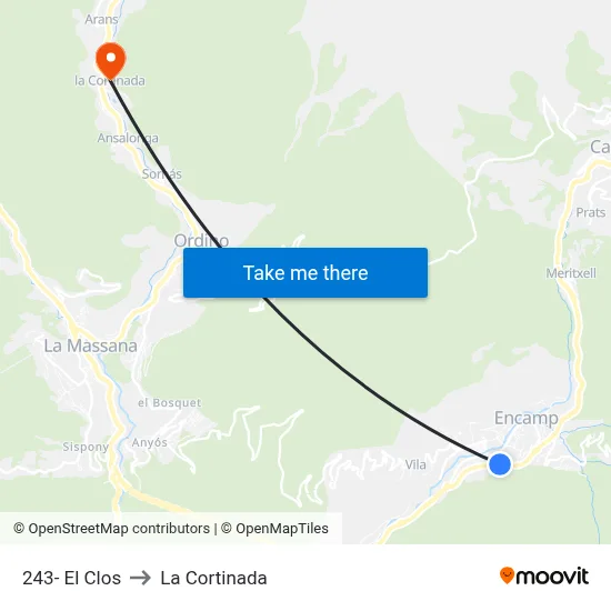 243- El Clos to La Cortinada map