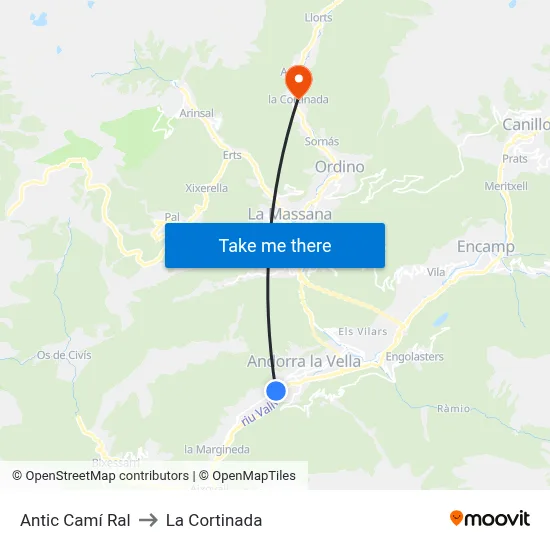 Antic Camí Ral to La Cortinada map