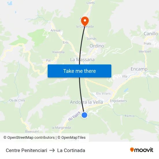 Centre Penitenciari to La Cortinada map