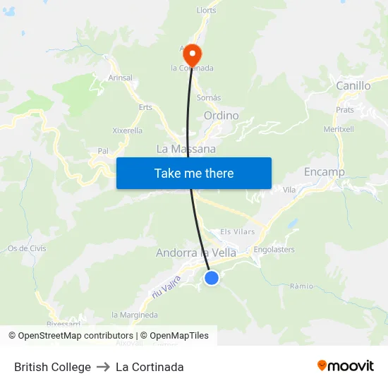 British College to La Cortinada map