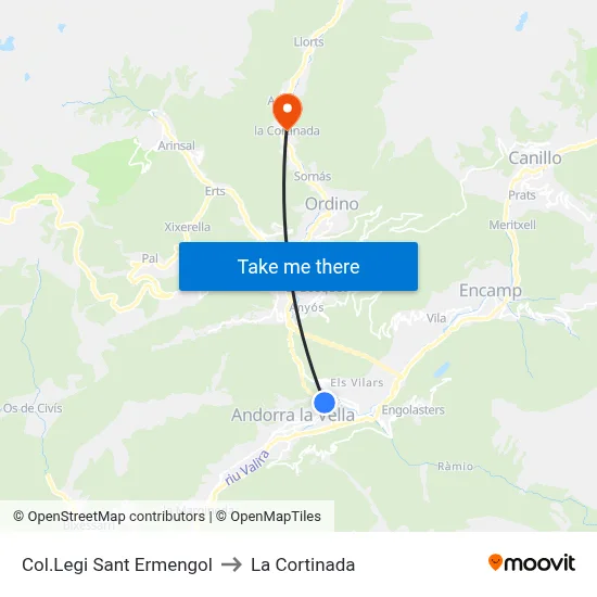 Col.Legi Sant Ermengol to La Cortinada map