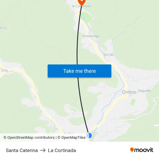 Santa Caterina to La Cortinada map