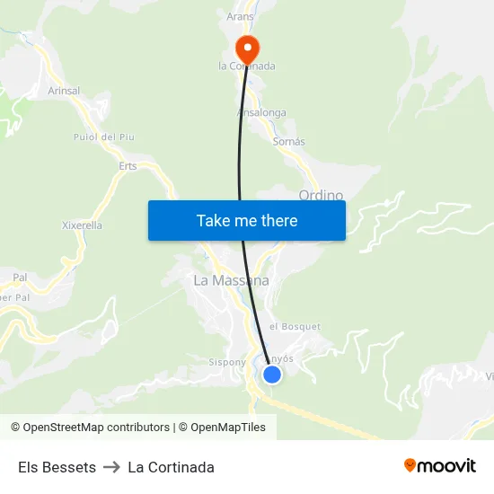 Els Bessets to La Cortinada map