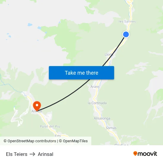 Els Teiers to Arinsal map