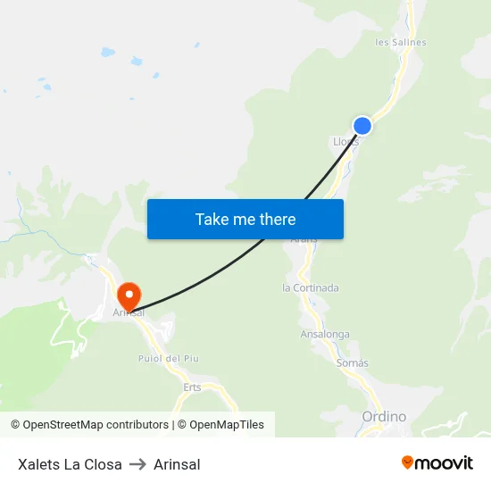 Xalets La Closa to Arinsal map