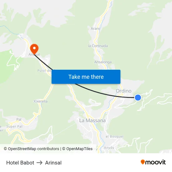Hotel Babot to Arinsal map