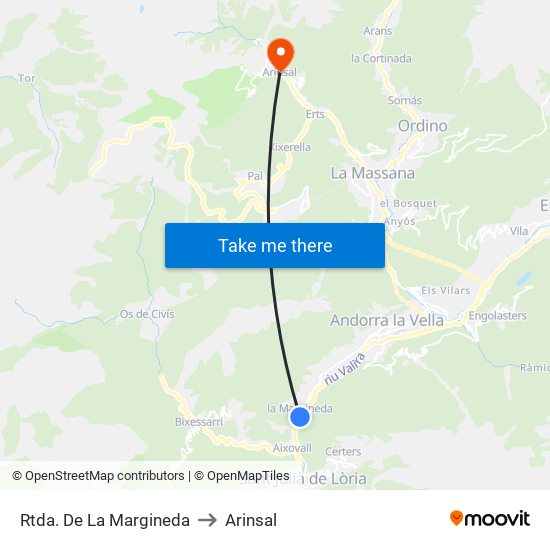 Rtda. De La Margineda to Arinsal map
