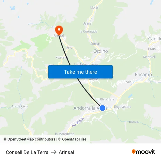 706-Consell De La Terra to Arinsal map