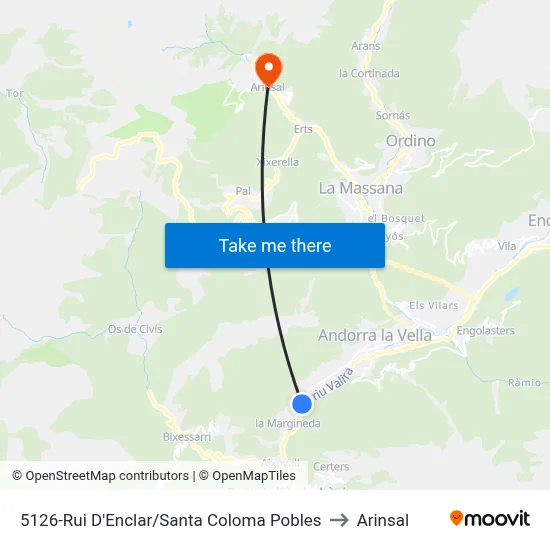 5126-Rui D'Enclar/Santa Coloma Pobles to Arinsal map