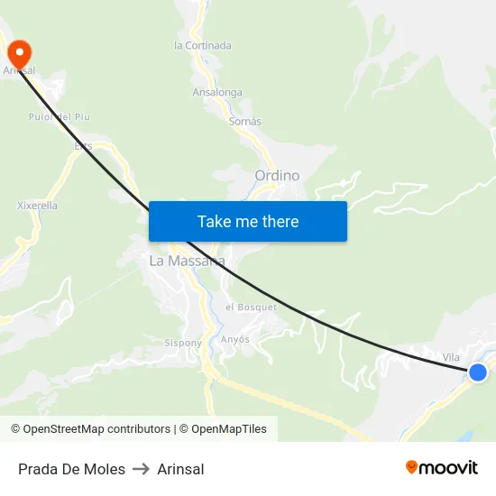 218-Prada De Moles to Arinsal map