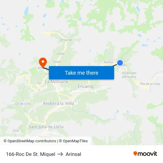 166-Roc De St. Miquel to Arinsal map