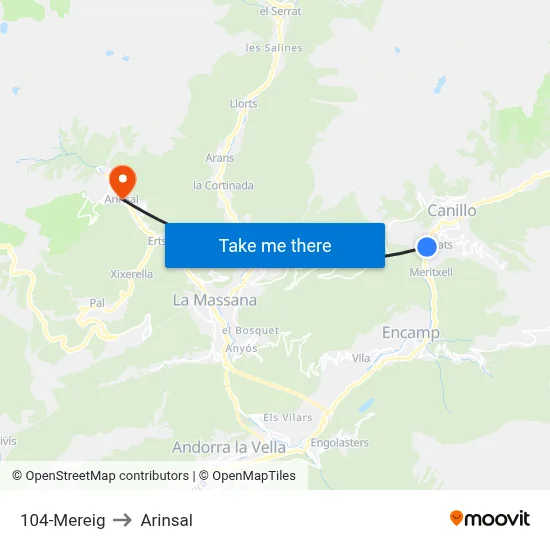 104-Mereig to Arinsal map