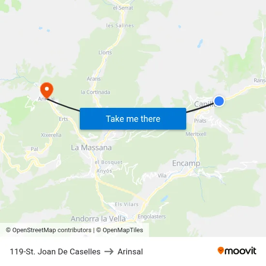 119-St. Joan De Caselles to Arinsal map