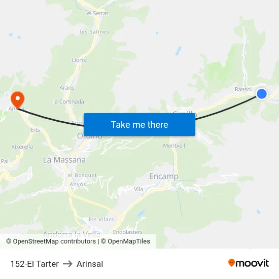 152-El Tarter to Arinsal map