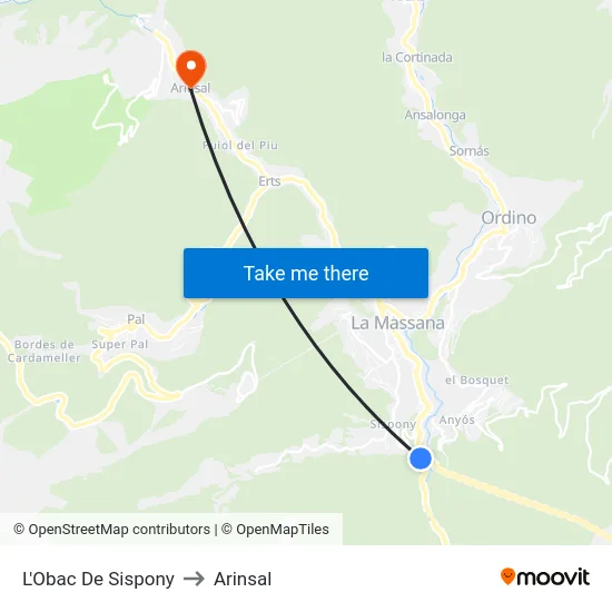 401-L'Obac De Sispony to Arinsal map