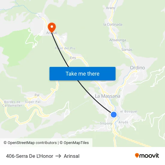 406-Serra De L'Honor to Arinsal map