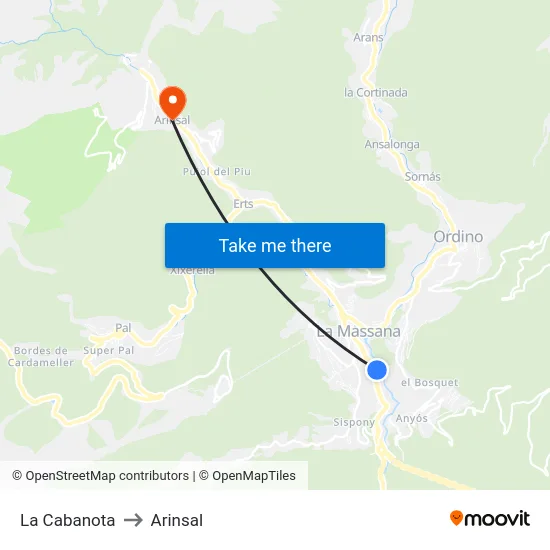 407-La Cabanota to Arinsal map