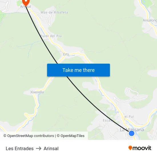 411-Les Entrades to Arinsal map