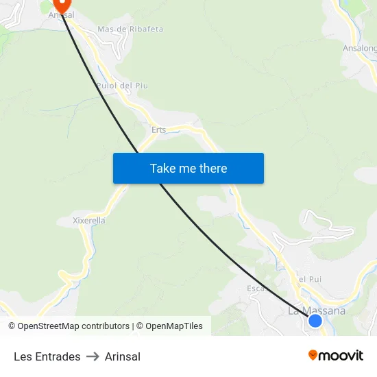 412-Les Entrades to Arinsal map