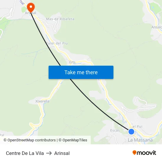 Centre De La Vila to Arinsal map