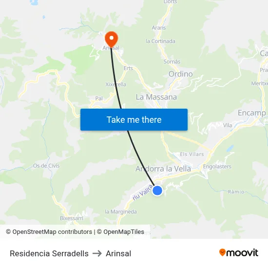 Residencia Serradells to Arinsal map