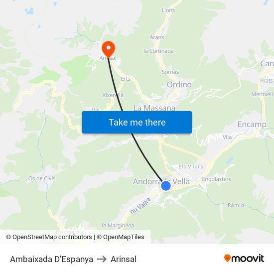 Ambaixada D'Espanya to Arinsal map