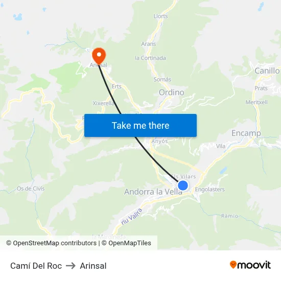 Camí Del Roc to Arinsal map