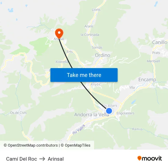Camí Del Roc to Arinsal map